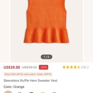 Commense Orange Sleeveless Ruffle Hem Sweater Vest